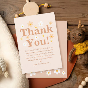 Boho Daisy Baby Shower Thank You Card