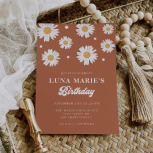 Boho Daisy Birthday Invitations 