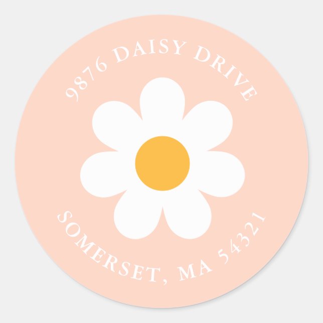 Boho Daisy Birthday Party Return Address Label (Front)