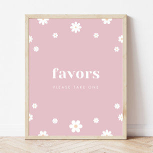 Boho Daisy Favours Birthday Party Sign