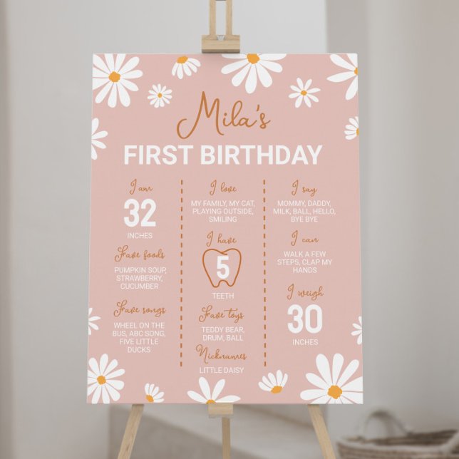 Boho Daisy First Birthday Milestone Sign (Creator Uploaded)