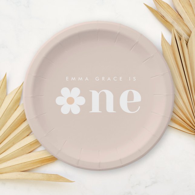 Boho Daisy First Birthday Paper Plate (Creator Uploaded)