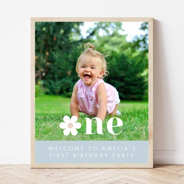 Boho Daisy First Birthday Photo Welcome Sign (Creator Uploaded)