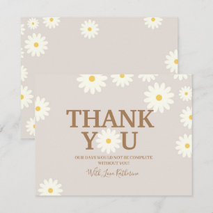 Boho Daisy Floral Baby Shower Thank you card