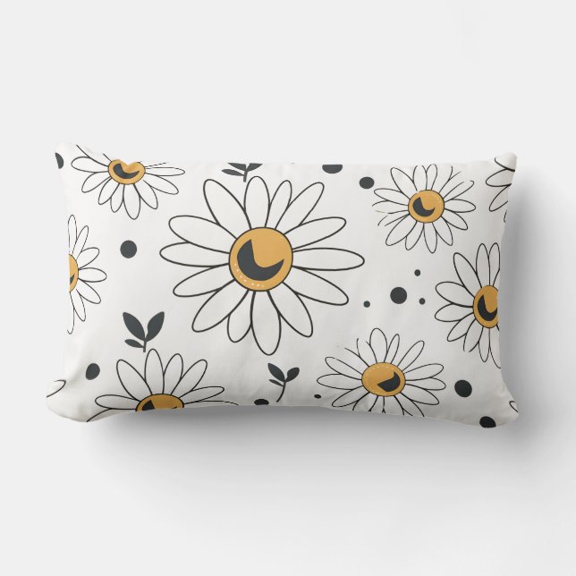 Boho Daisy Floral Throw Pillow (Front)