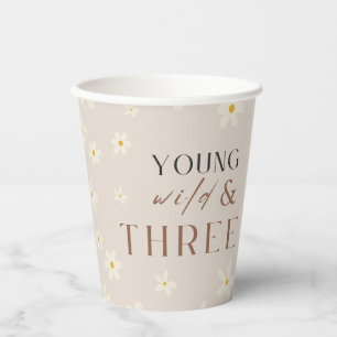Boho Daisy Floral Young Wild & THREE Cups