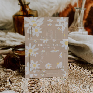 Boho Daisy Flower Invitation Belly Band