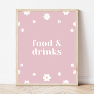 Boho Daisy Food & Drinks Birthday Party Sign