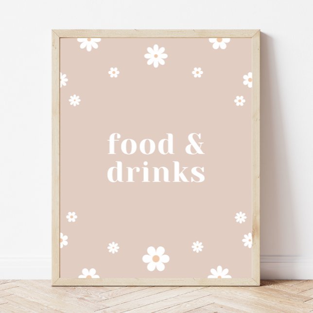 Boho Daisy Food & Drinks Birthday Party Sign (Creator Uploaded)