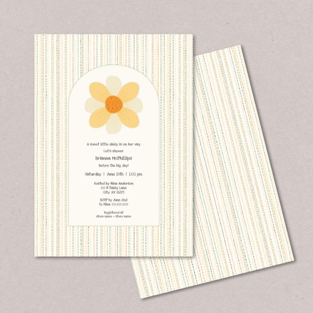 Boho Daisy girl baby shower Invitation (Creator Uploaded)