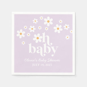 boho Daisy lilac Baby Shower Napkin