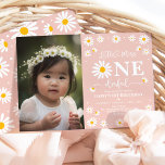 Boho Daisy Little Miss ONEderful Photo Birthday Invitation<br><div class="desc">She's turning a Wild One! Invite your guests with this beautiful daisy theme first birthday invitation. The groovy design features hand-drawn daisy flowers in a modern boho style, adding a touch of elegance to the invitation. The muted blush pink background provides a beautiful backdrop for the flowers, creating a soft...</div>