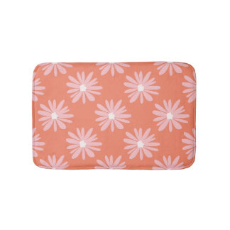 BOHO Daisy Pattern Salmon Colour Retro Bath Mat