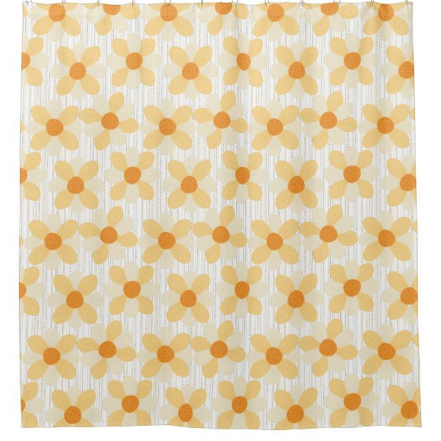 Boho Daisy Rain Shower Curtain (Front)