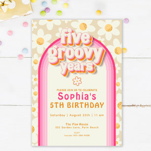 Boho Daisy Rainbow Birthday Party Invitation