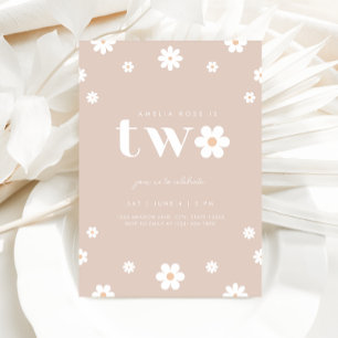 Boho Daisy Second Birthday Invitation