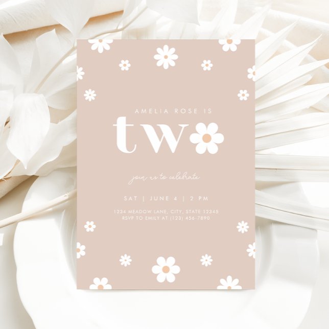 Boho Daisy Second Birthday Invitation (Creator Uploaded)