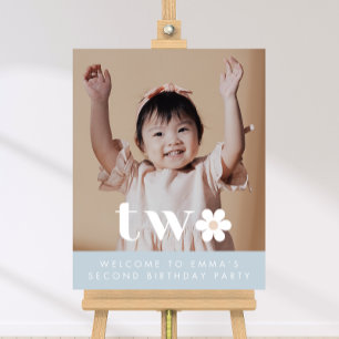 Boho Daisy Second Birthday Photo Welcome Sign