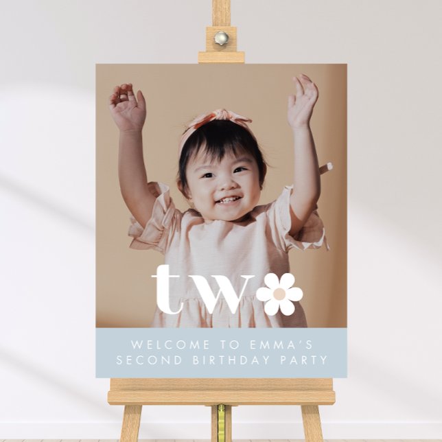 Boho Daisy Second Birthday Photo Welcome Sign (Creator Uploaded)