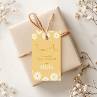Boho Daisy Two Floral Golden Bohemian 2nd Birthday Gift Tags