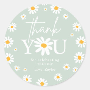 Boho Daisy Two Wild 2nd Birthday Party Favours Classic Round Sticker
