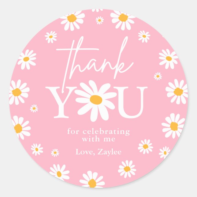 Boho Daisy Two Wild 2nd Birthday Party Favours Classic Round Sticker (Front)