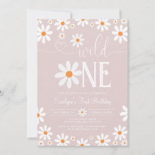 Boho Daisy Wild One 1st Birthday Invitation