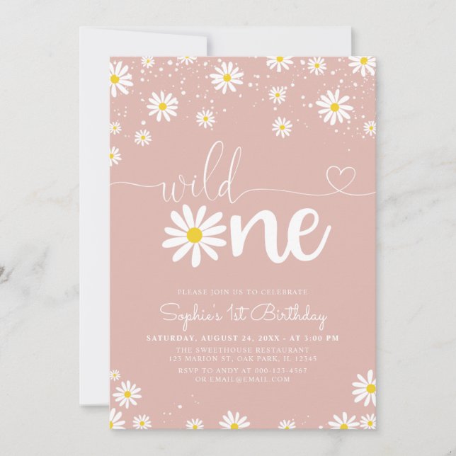 Boho Daisy Wild One Daisy Birthday Invitation (Front)