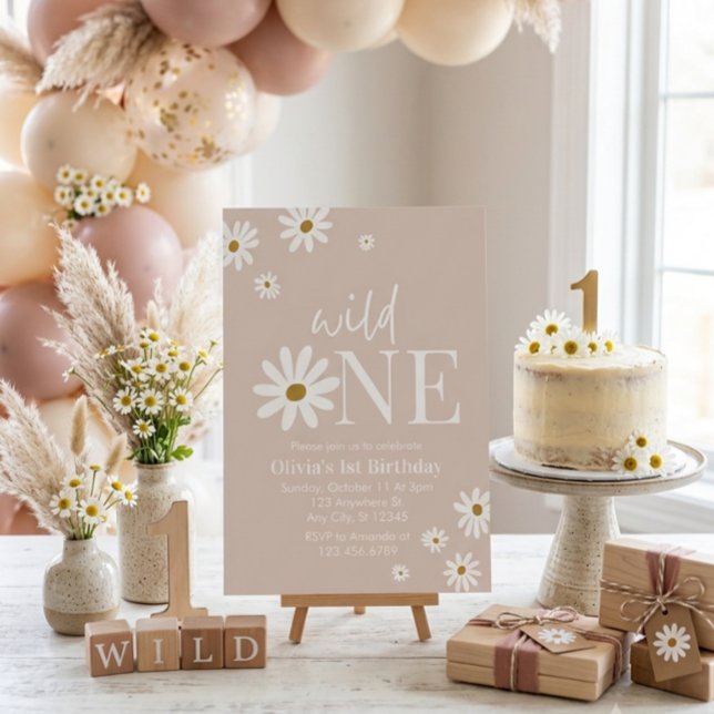 Boho Daisy Wild One First Birthday Invitation (Creator Uploaded)