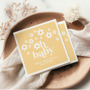 boho Daisy yellow Baby Shower Napkins