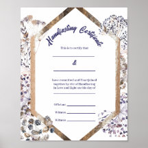 Boho Dandelion Pagan Handfasting Certificate