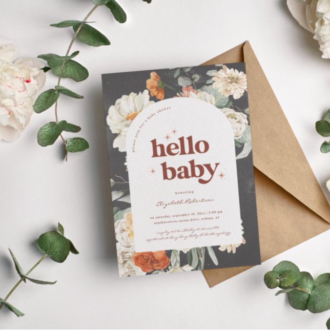 Boho Dark Floral Greenery Botanical | Baby Shower Invitation (Creator Uploaded)