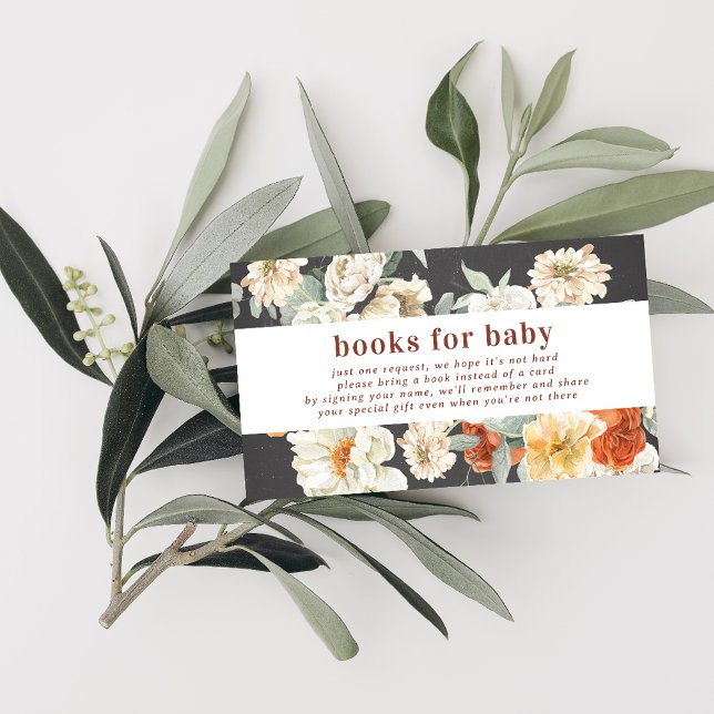 Boho Dark Floral Greenery Botanical Book Request Enclosure Card (Creator Uploaded)