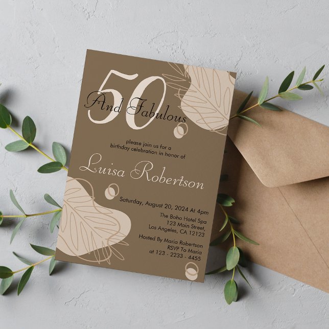Boho Dark Modern Leaf All Ages Birthday Invitation (Creator Uploaded)