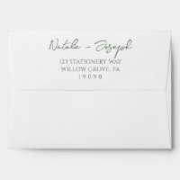 Boho Dark Moss Green Hand Written Rustic Wedding