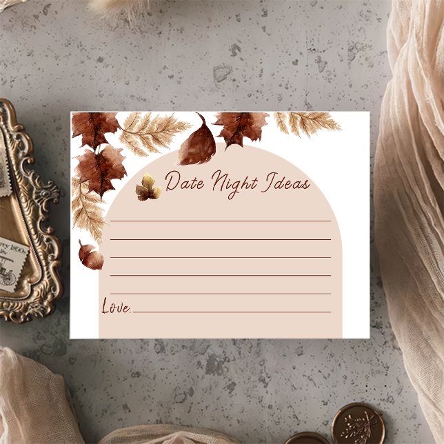Boho Date Night Ideas Fall Bridal Shower Date Game Enclosure Card (Creator Uploaded)
