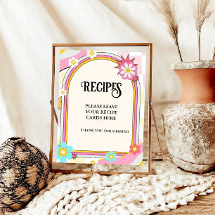 Boho Dazed and Groovy Recipes Card Table Sign