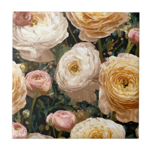Boho Decorative Ranunculus Tiles For Hallway Wall