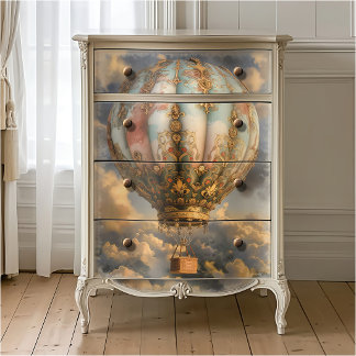 Boho Decoupage Decorated Vintage Hot Air Balloon Tissue Paper