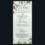 Boho deep green foliage white roses gold frame programme<br><div class="desc">Boho deep green foliage white roses gold frame wedding program, wedding day plan, wedding ceremony program, wedding agenda This charming trendy chic design is perfect for all boho or rustic style Events. Design is featured watercolor hand painted olive greenery foliage mixed olive branches mixed watercolor white roses flowers and gentry...</div>