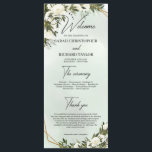 Boho deep green foliage white roses gold frame programme<br><div class="desc">Boho deep green foliage white roses gold frame wedding program, wedding day plan, wedding ceremony program, wedding agenda This charming trendy chic design is perfect for all boho or rustic style Events. Design is featured watercolor hand painted olive greenery foliage mixed olive branches mixed watercolor white roses flowers and gentry...</div>
