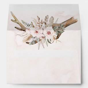 Boho Deer Antlers and Florals Bridal Shower Envelope