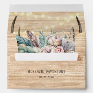 Boho Deer Antlers and Florals Wood Bridal Shower Envelope
