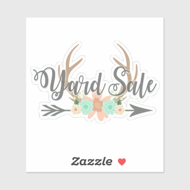 BOHO Deer Antlers Arrow Yard Sale Sticker (Sheet)