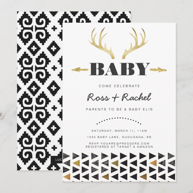 Boho Deer Baby Shower Invitation (Front/Back)