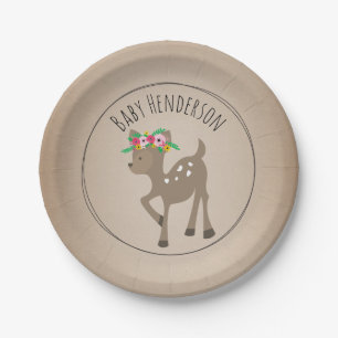Boho Deer Cardstock Inspired Custom Baby Shower Paper Plate