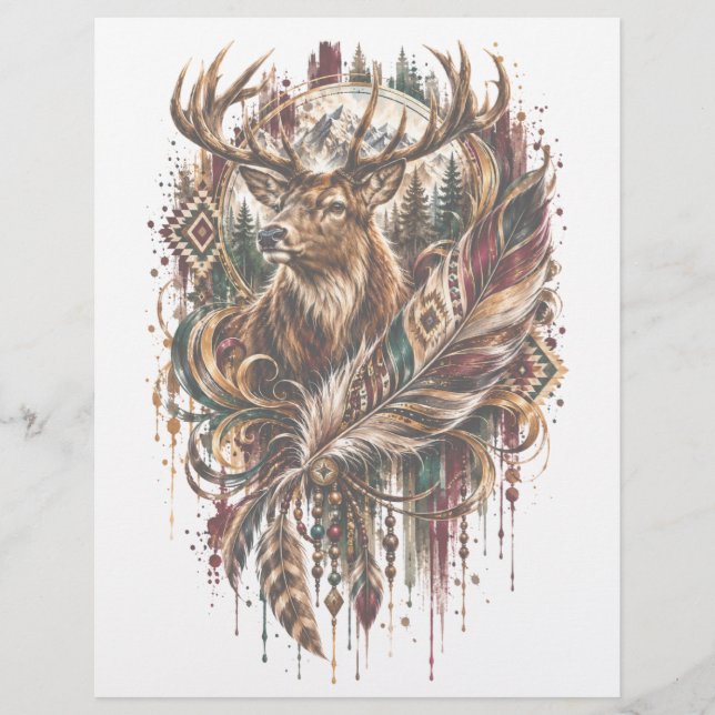 Boho Deer, Dreaming of Deer Custom Letterhead (Front)