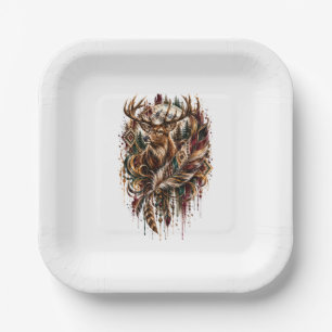 Boho Deer, Dreaming of Deer Paper Plate
