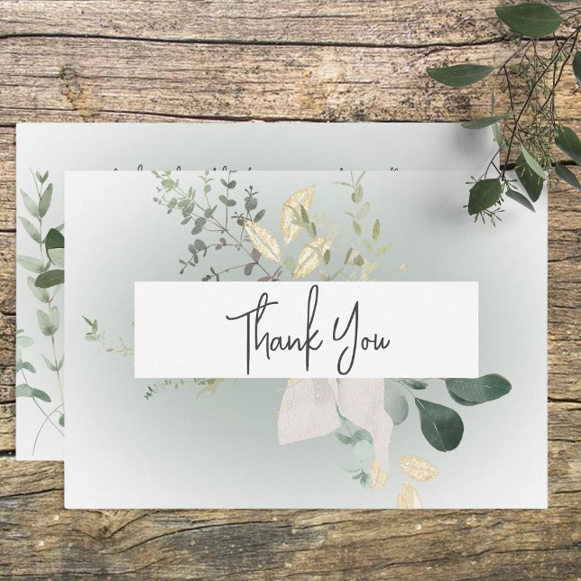 Boho Delicate Greenery Modern Wedding Thank You (Creator Uploaded)