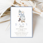 Boho Denim Boy's Rustic Vintage Baby Shower Invitation<br><div class="desc">Celebrate the mum-to-be with this adorable bohemian rustic little boys baby shower invitation featuring a stunning watercolor illustration of baby’s first outfit, toys and stars. This design includes a sweet little guys outfit in a beautiful blue denim, a toy donkey, a pacifier and stars. Perfect for a beautiful baby shower...</div>